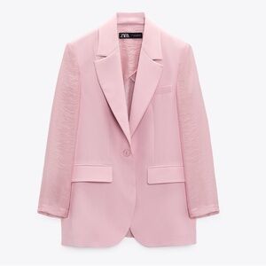 NWOT Pale Pink Mixed Organza Blazer Zara